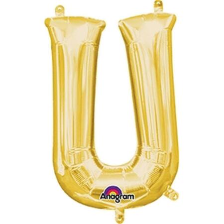 ANAGRAM 16 in. Letter U Gold Supershape Foil Balloon 78500